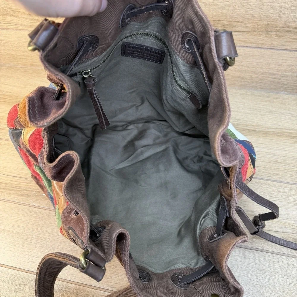 LUCKY BRAND Multicolor Suede Patchwork HOBO Shoulder Bag Purse boho Y2K Style
